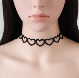 Black Lace Women Velvet Choker Necklace Love Heart AndreaGioco